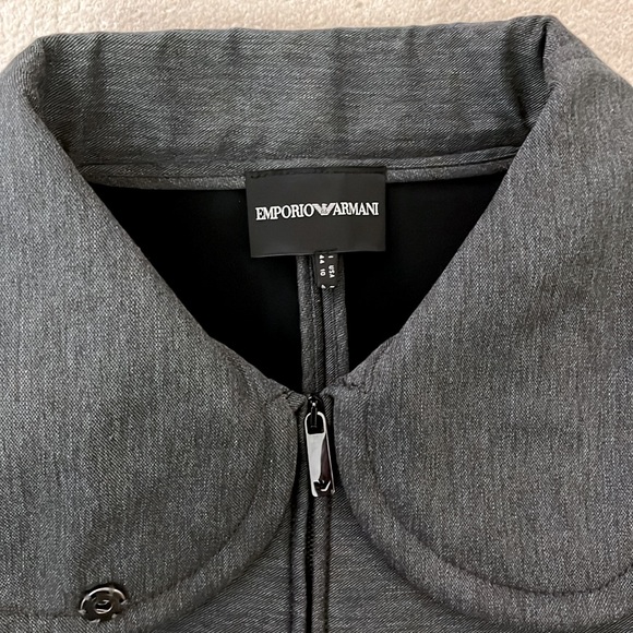 Vintage Emporio Armani Quilted Neoprene style blazer jacket gray size 10 - Picture 2 of 10